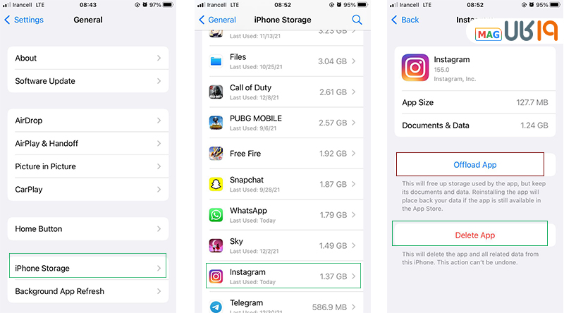 نحوه پاک کردن حافظه اینستاگرام