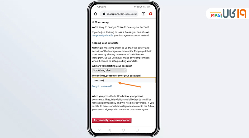 پاک کردن اکانت اینستاگرام