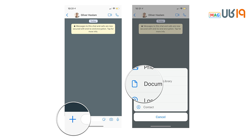 فرستادن فایل در واتس اپ ایفون
