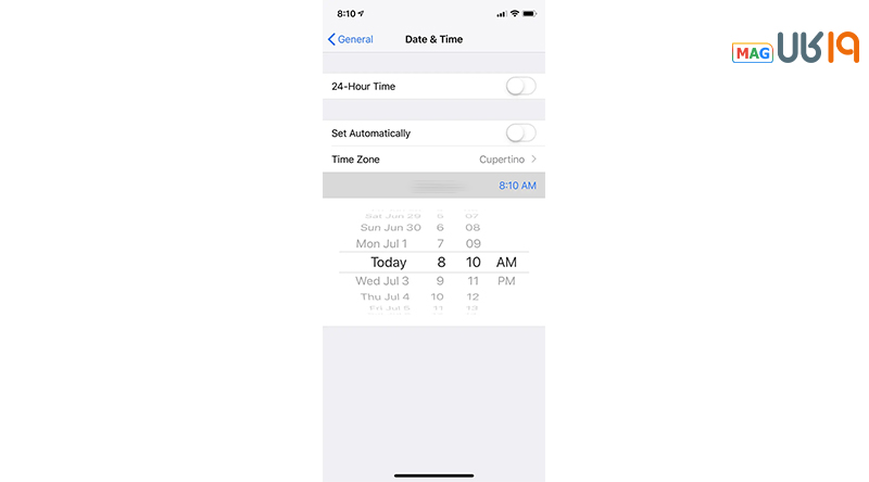 تنظیم ساعت در ایفون