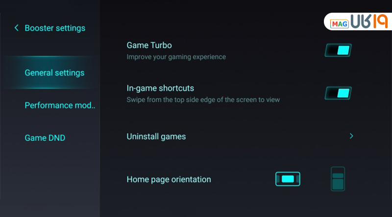 تنظیمات گیم توربو شیائومی قسمت تنظیمات کلی