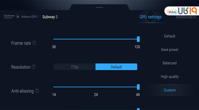 GPU settings در گیم توربو