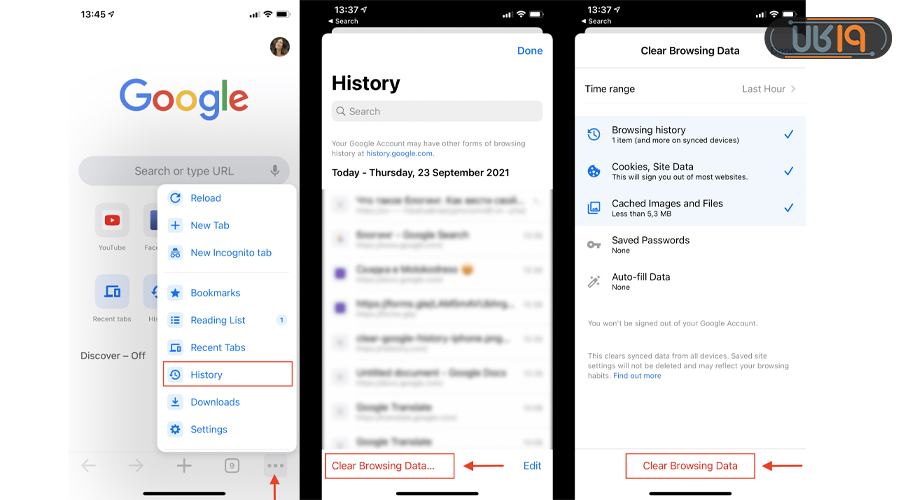 حذف سابقه مرورگر گوگل گوشی