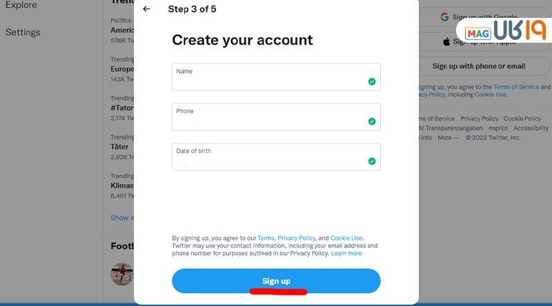 آموزش ساخت اکانت توییتر