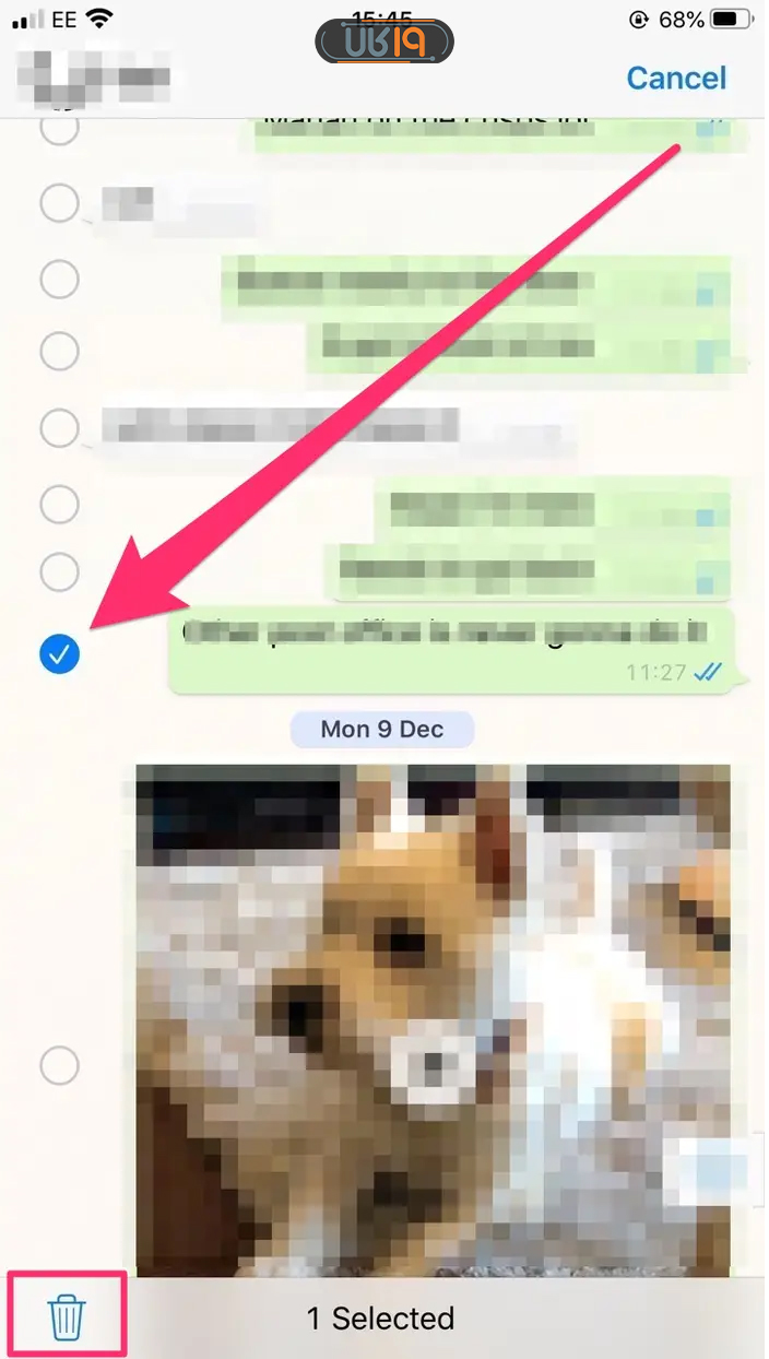 پاک کردن پیام در واتس اپ 