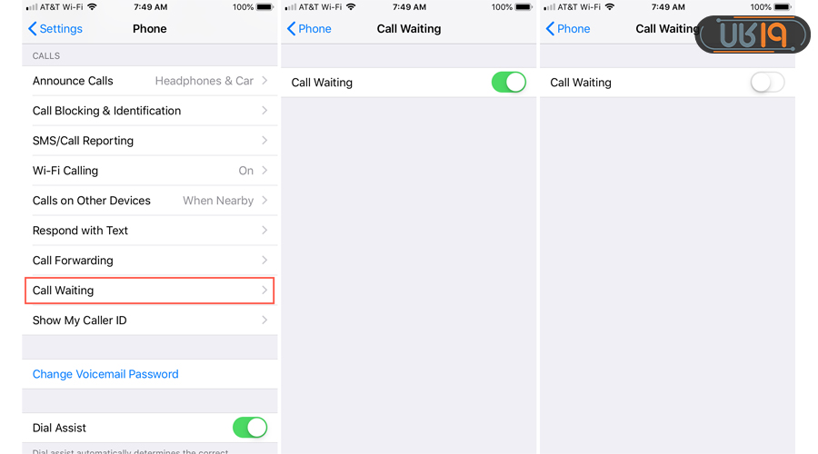 تنظیمات انتظار تماس ایفون 