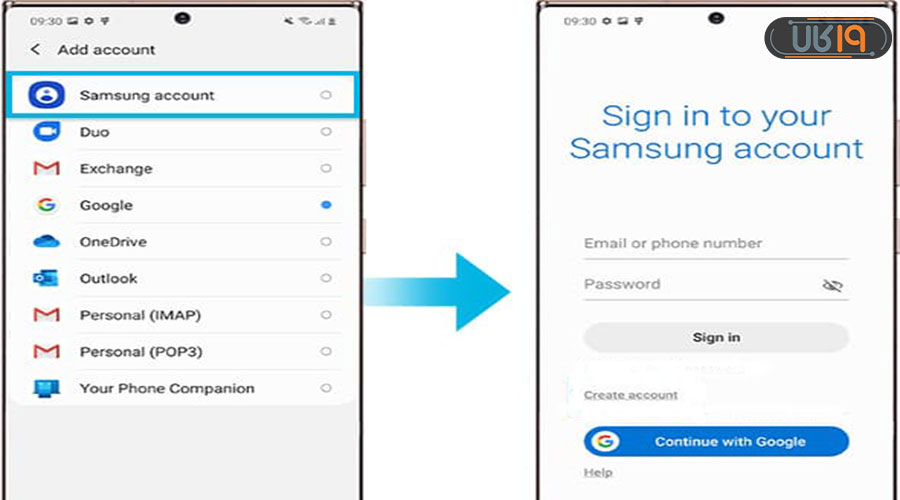 ساخت اکانت سامسونگ با گوگل 