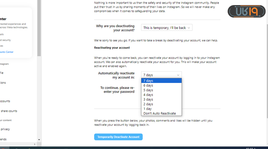 دی اکتیو کردن اینستاگرام