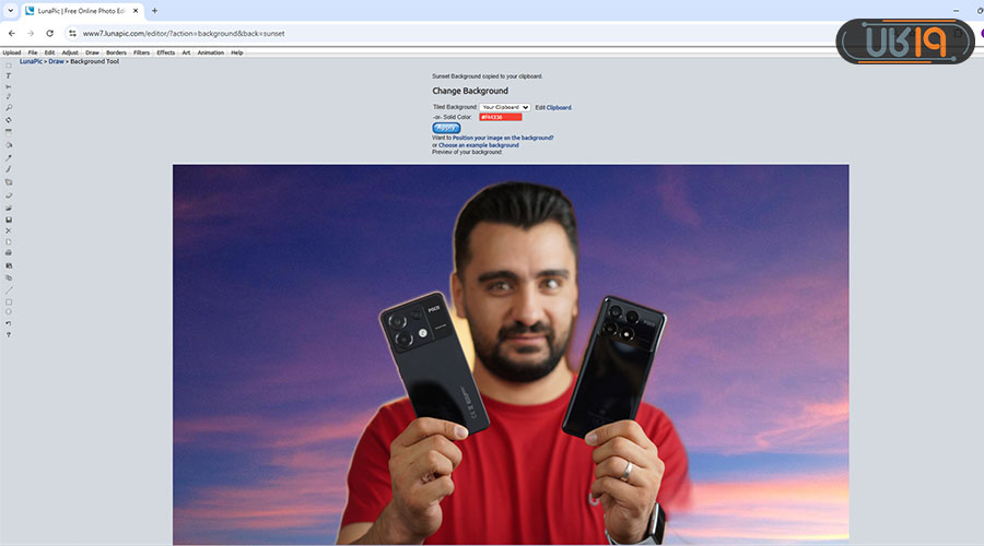 انلاین چجوری بک گراند عکسمو عوض کنم