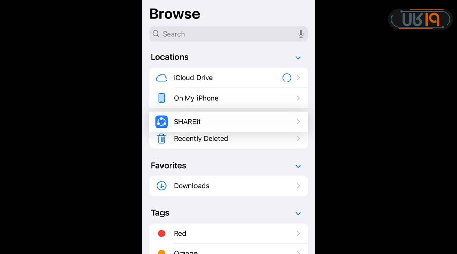 محل ذخیره فایلهای shareit در ایفون
