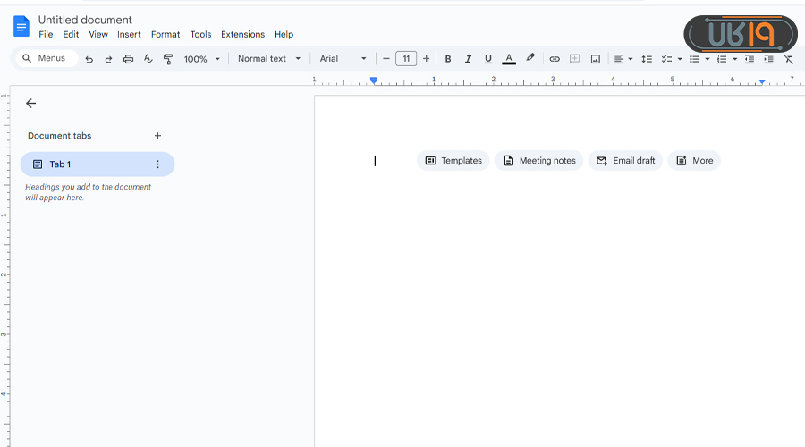 ساخت سند جدید در گوگل داکس