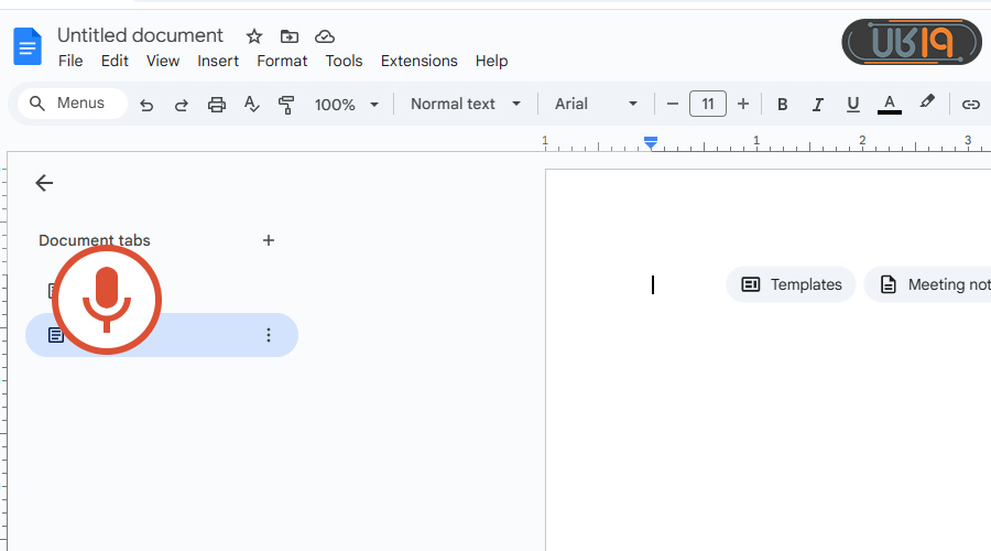 شروع ضبط صدا در گوگل داکس