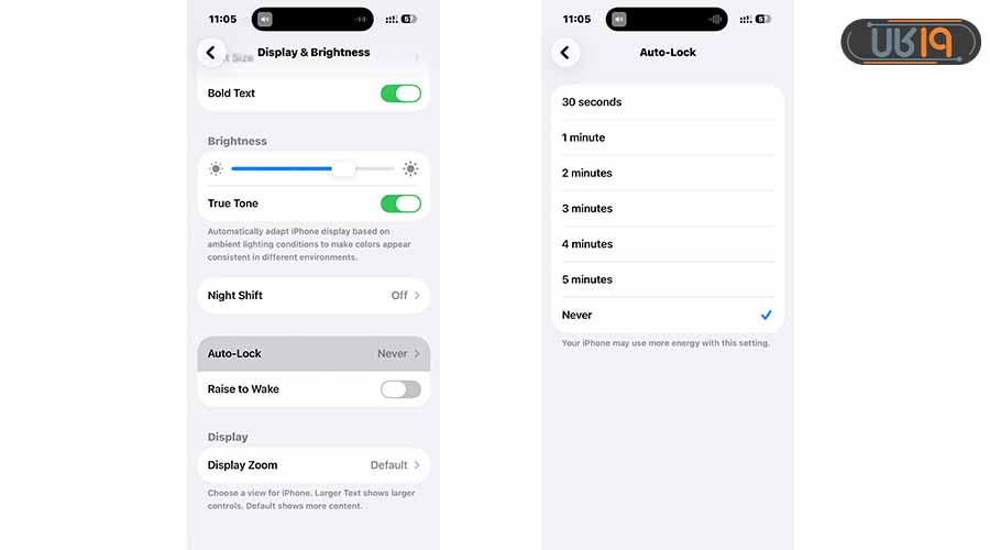 قفل خودکار صفحه نمایش ایفون