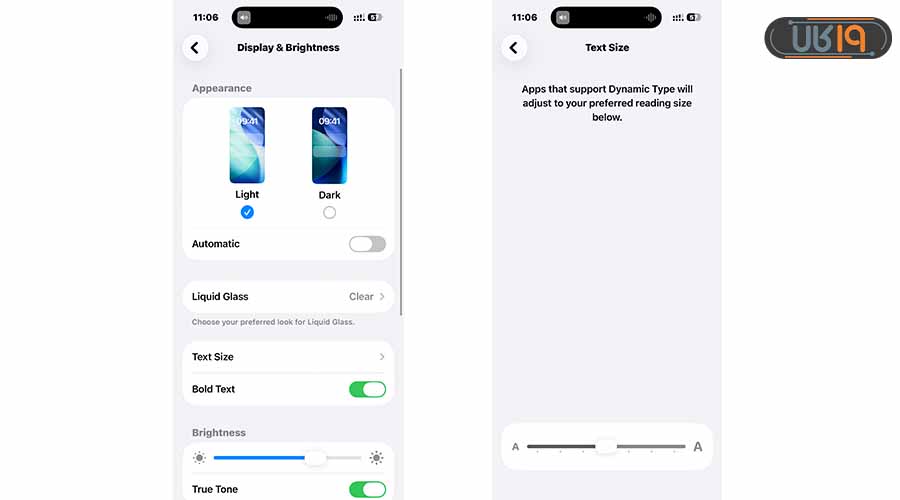 تغییر اندازه متن آیفون