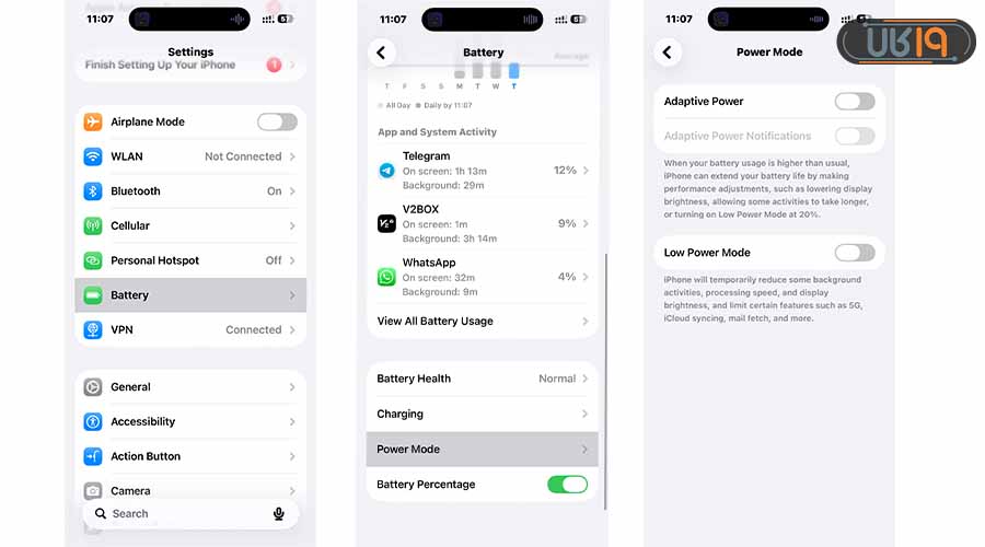تنظیمات نرخ نوسازی ایفون