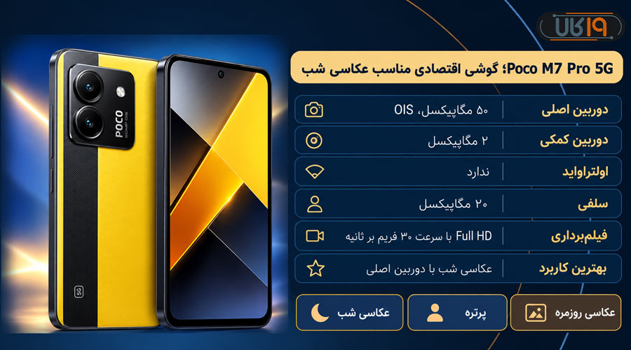 گوشی Poco M7 Pro 5G با دوربین ۵۰ مگاپیکسلی و لرزش‌گیر اپتیکال برای عکاسی شب