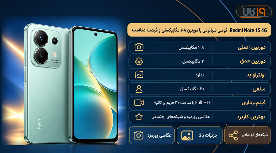 گوشی اقتصادی شیائومی Redmi Note 15 4G با دوربین اصلی ۱۰۸ مگاپیکسلی