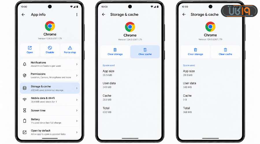 پاک کردن کش گوشی اندروید؛ انتخاب Storage و گزینه Clear Cache