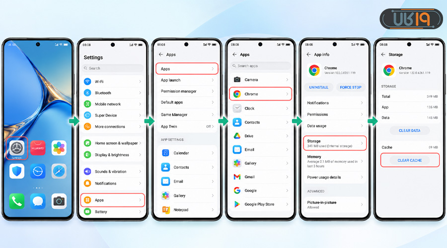 حافظه پنهان گوشی هواوی کجاست؛ مراحل ورود به Apps و Storage و پاک کردن کش گوشی هواوی